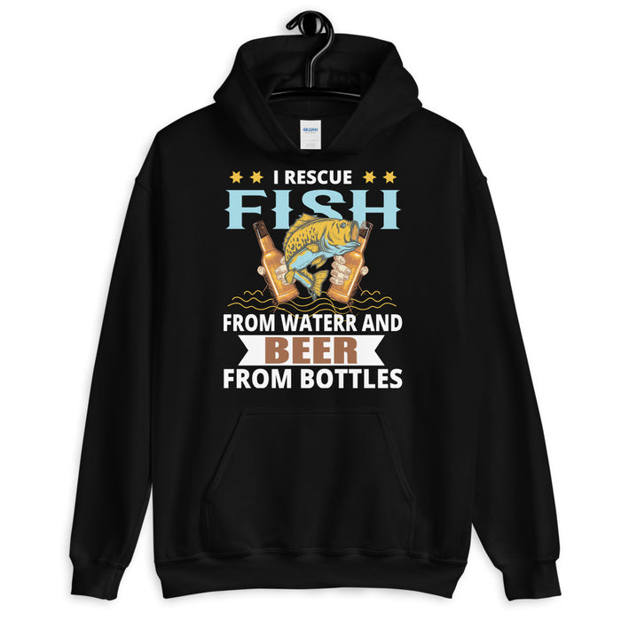Fishing and Beer Hoodie | I Rescue Fish From Water | Hilarious Fishing Hoodie | Fishing Gift | Fishing Hoodie |Fishing Gift For Best Friends - fihsinggifts