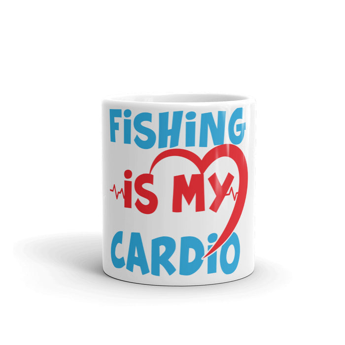 Fishing Cardio Funny Coffee Mug, Best Fishing Gift For Men, Fisherman Gift Fishing Gifts For Men Who Loves Fishing And Coffee, Bass Fishing - fihsinggifts