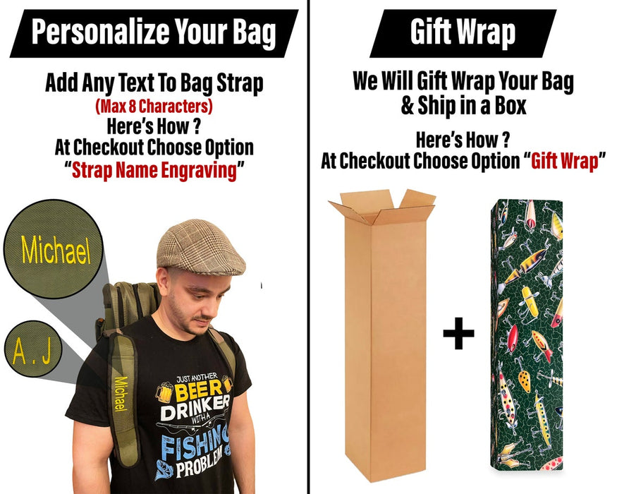 Fishing Rod Bag | Pole Travel Case | Ultimate Fisherman Gift | Gift For Dad & Hubby | Fishing Gift For Men | Gifts for dad | Hunting Bag