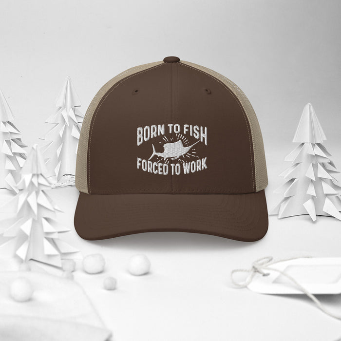 Born To Fish Forced To work | Unisex Fishing Hat | Best Fishing Hat For Men  | Fathers Day Gift | Fishing Gift for Dad Husband Boyfriend