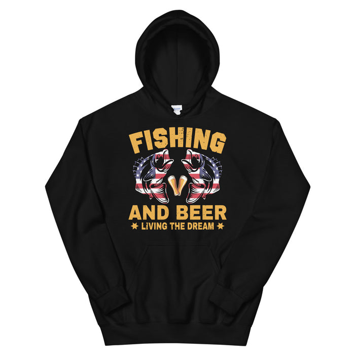 Fishing and Beer Living The Dream Hoodie | Funny Beer Drinker Hoodies | Fisherman Hoodies | Gift for Him | Fishing Lover Hoodie - fihsinggifts