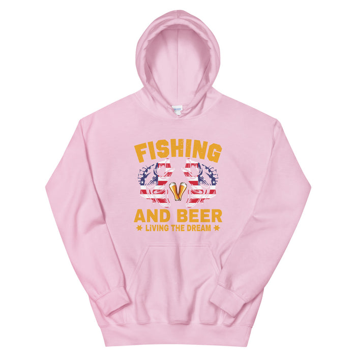 Fishing and Beer Living The Dream | Hoodie For Motivation | Beer Drinker Hoodies | Fisherman Hoodie | Gift for Him | Fishing Lover Hoodie