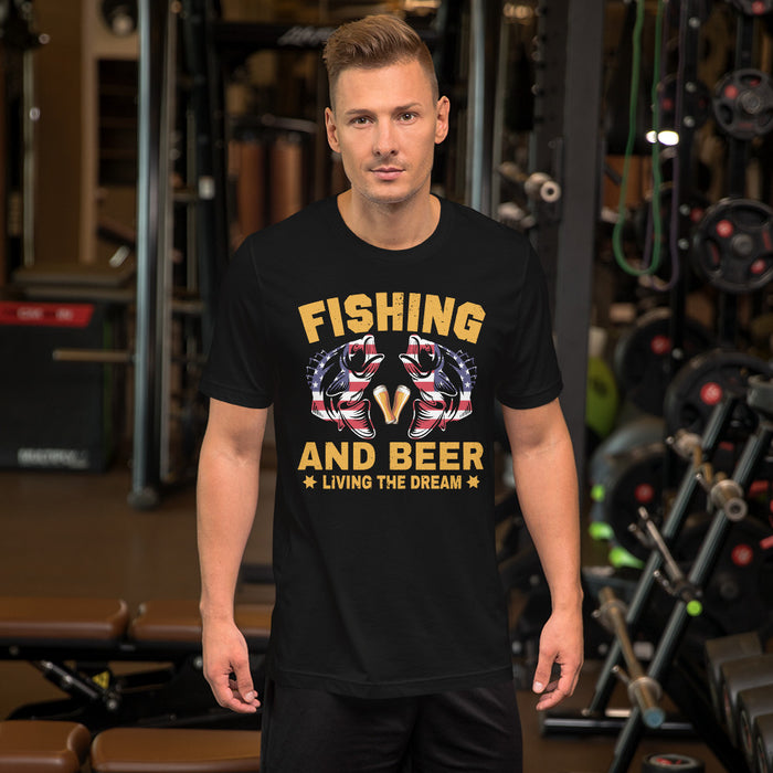 Fishing And Beer Living The Dream | Perfect Gift For Fisherman In Your Life | Funny Fishing Shirt | Fishing Gift for man | Fly Fishing - fihsinggifts