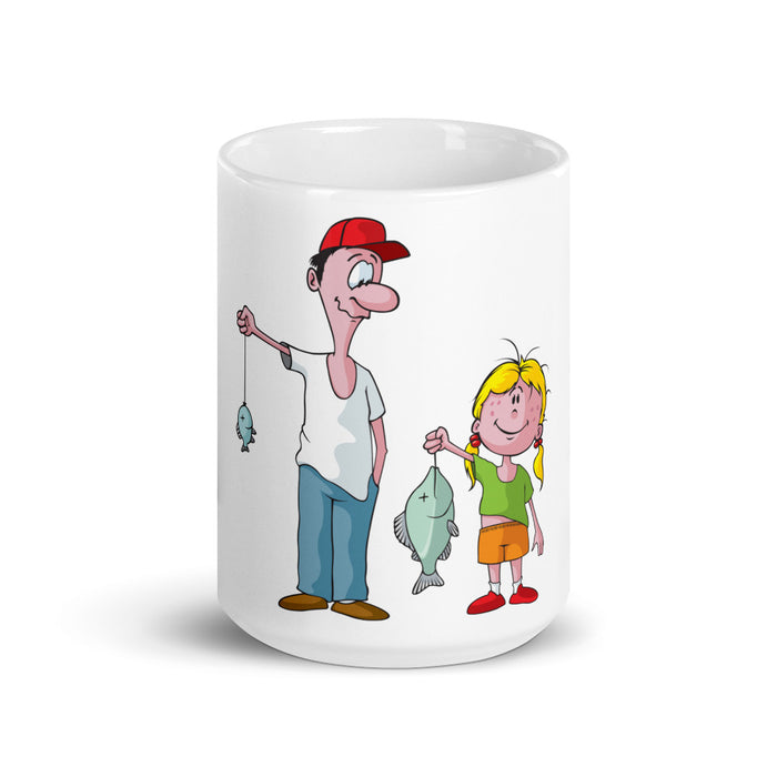 Graphics Drinking Mug | Dad & Daughter Fishing Coffee Mug | Funny Lovely Family Coffee Mug | Best Gift For Men Who Loves Fishing | Damsel